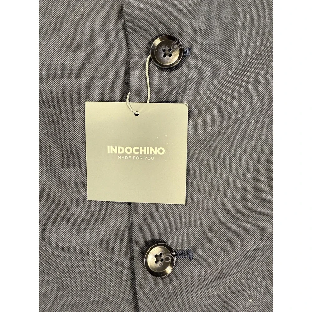 Indochino‎ Wool Blazer Mens 44L Blue Two Button Tailored Fit Sport Coat NWT